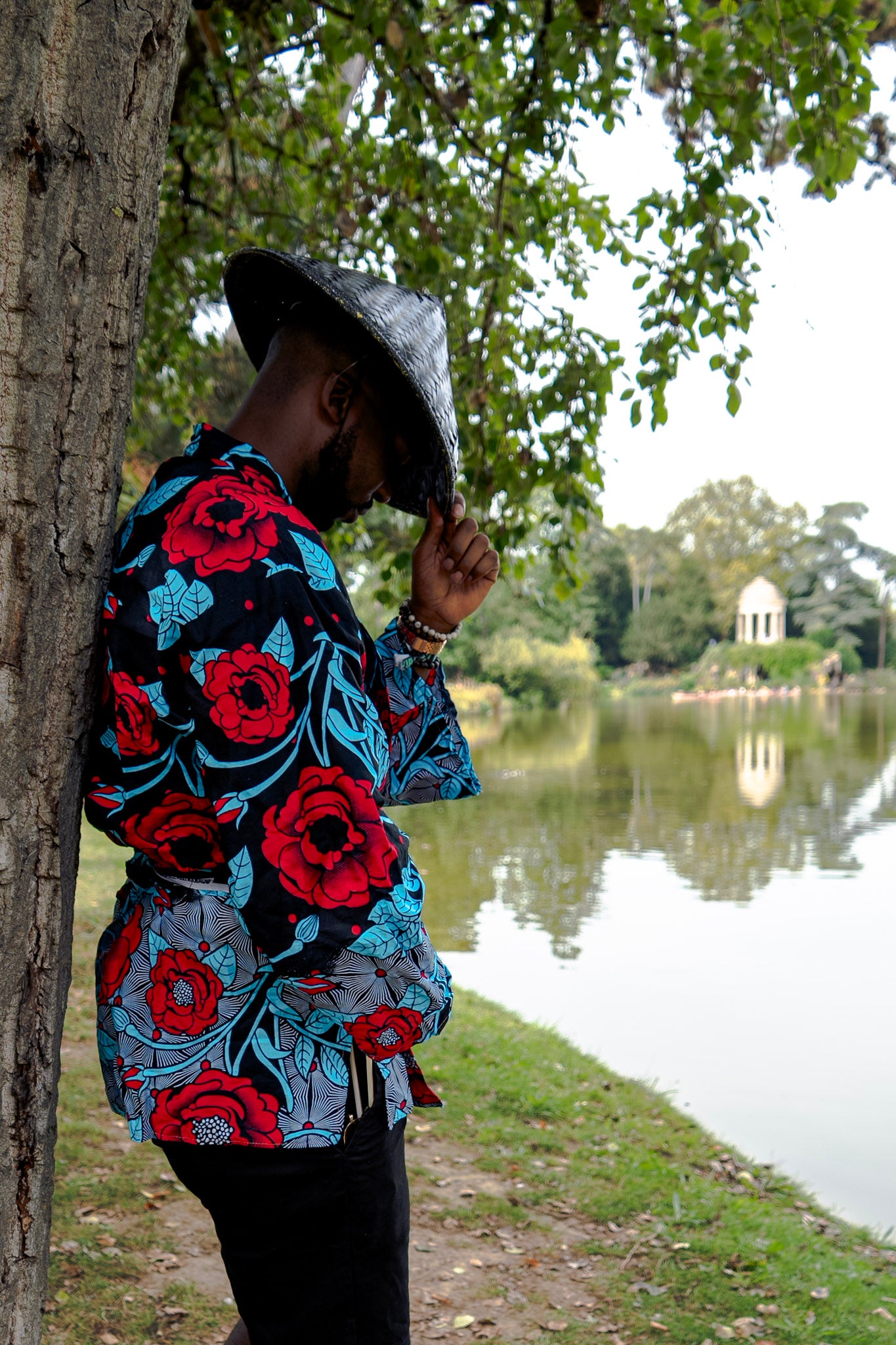 Kimono court en tissus Wax - Taille Unique - Bleu - Motif africain