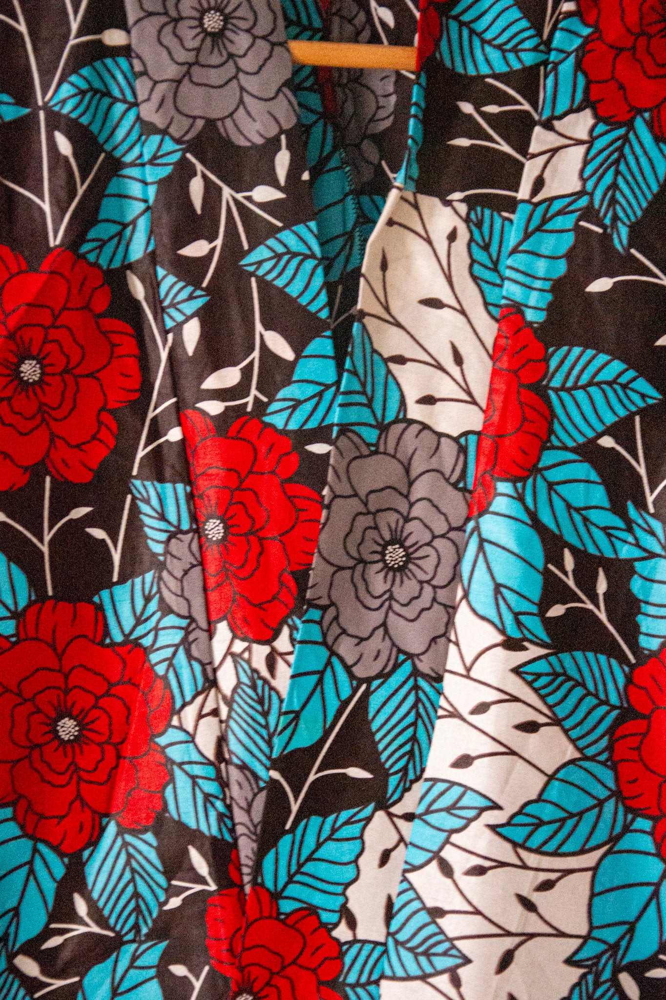 Kimono long en tissus Wax - Taille Unique - Blanc - Motif africain