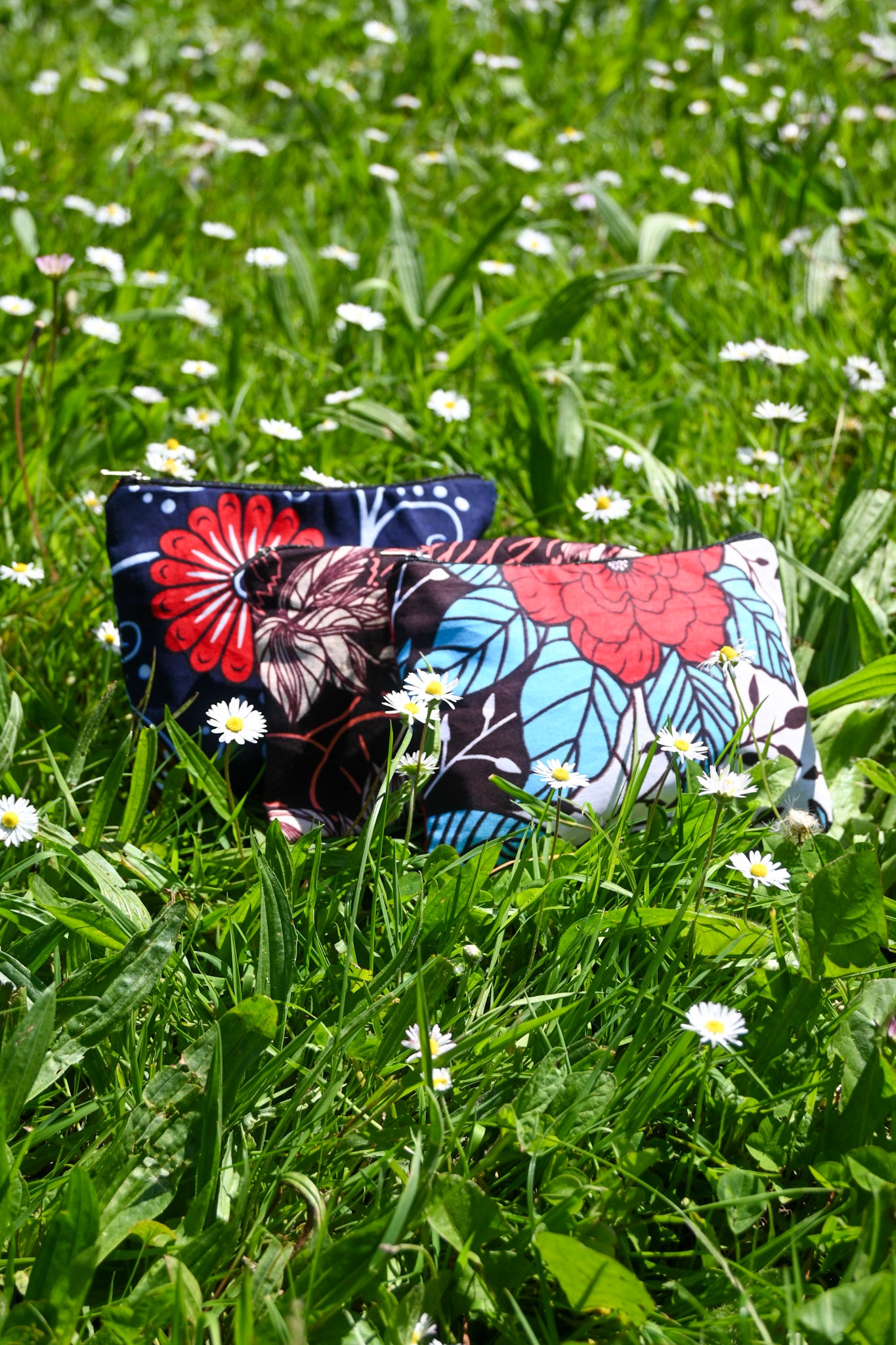 Small Wax Fabric Pouch - Pink - African Pattern - 15 x 9 cm