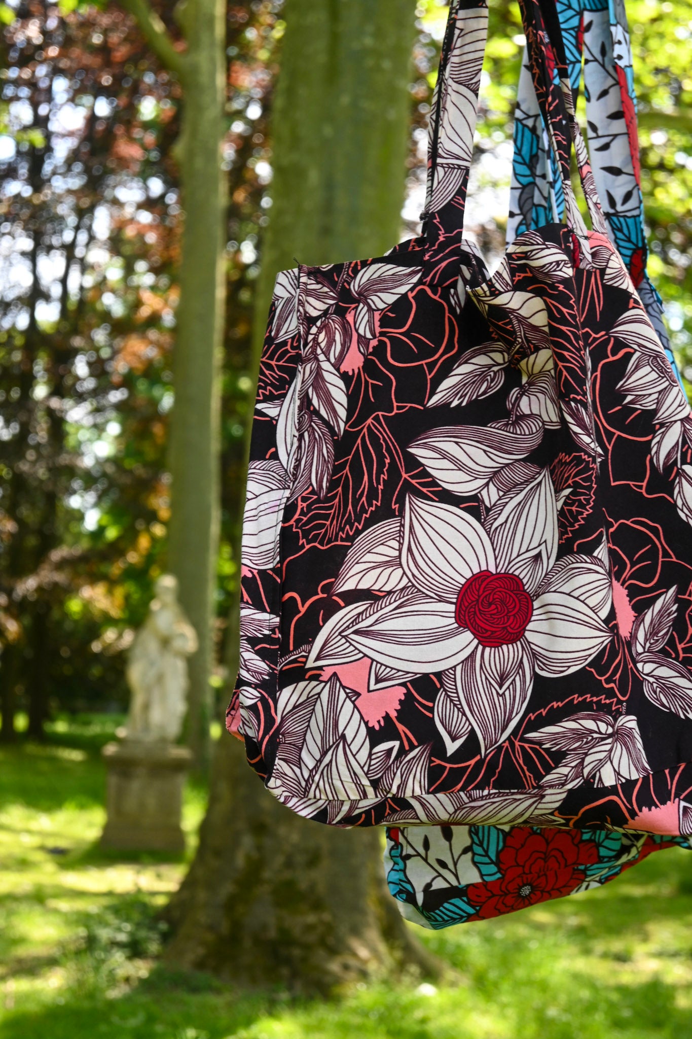 Tote bag en tissus Wax - Rose - Motif Africain - Taille Large