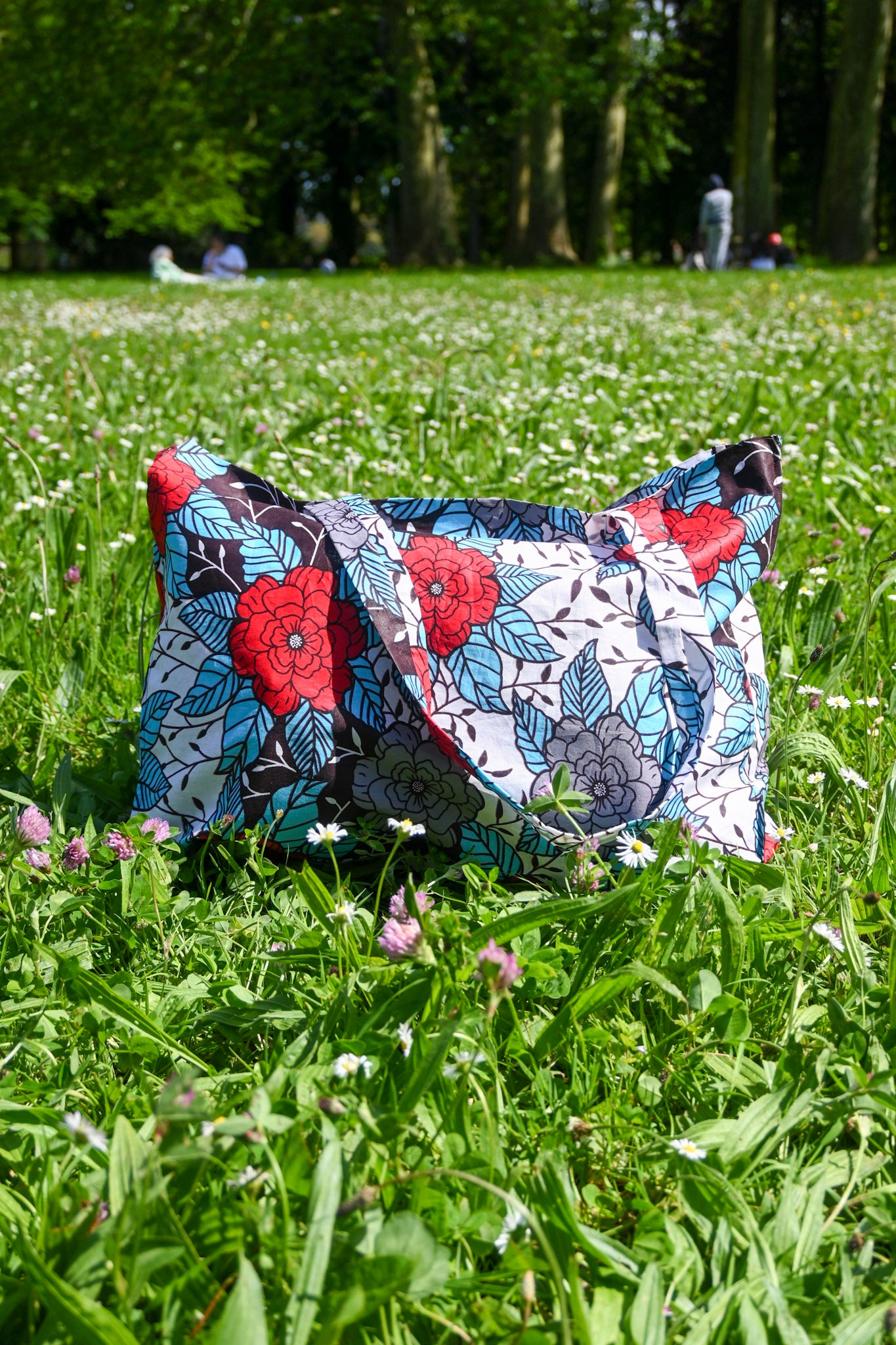 Tote bag en tissus Wax - Blanc - Motif Africain - Taille Large