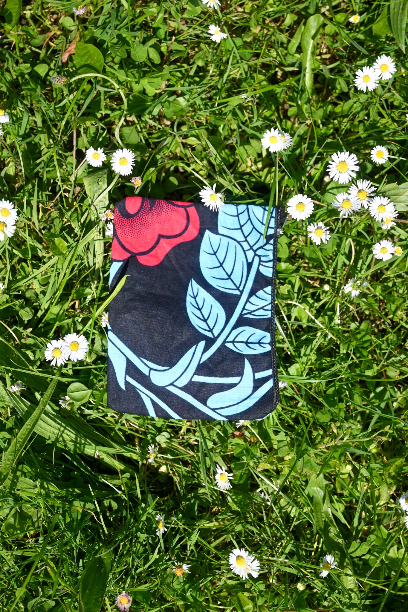 Small Wax Fabric Pouch - Pink - African Pattern - 15 x 9 cm