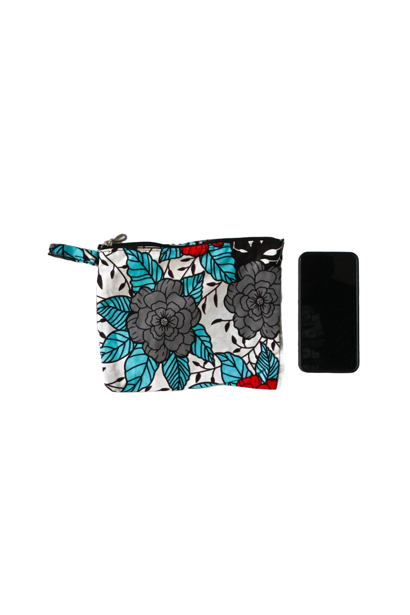 Small Wax Fabric Pouch - Pink - African Pattern - 15 x 9 cm
