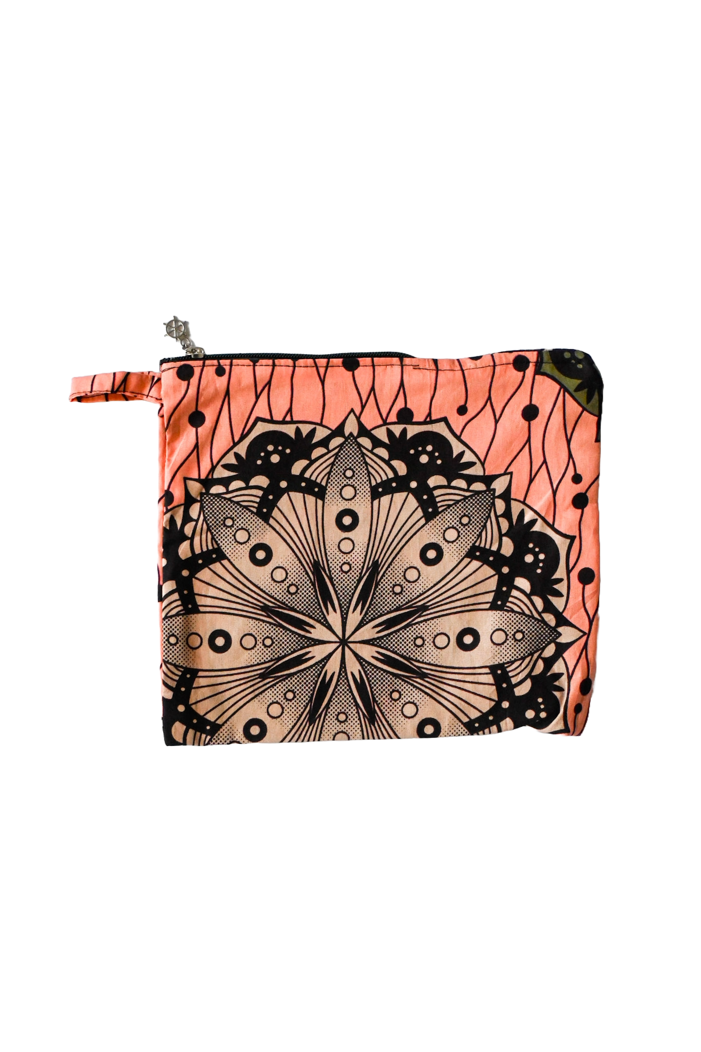 Small Wax Fabric Pouch - Pink - African Pattern - 15 x 9 cm