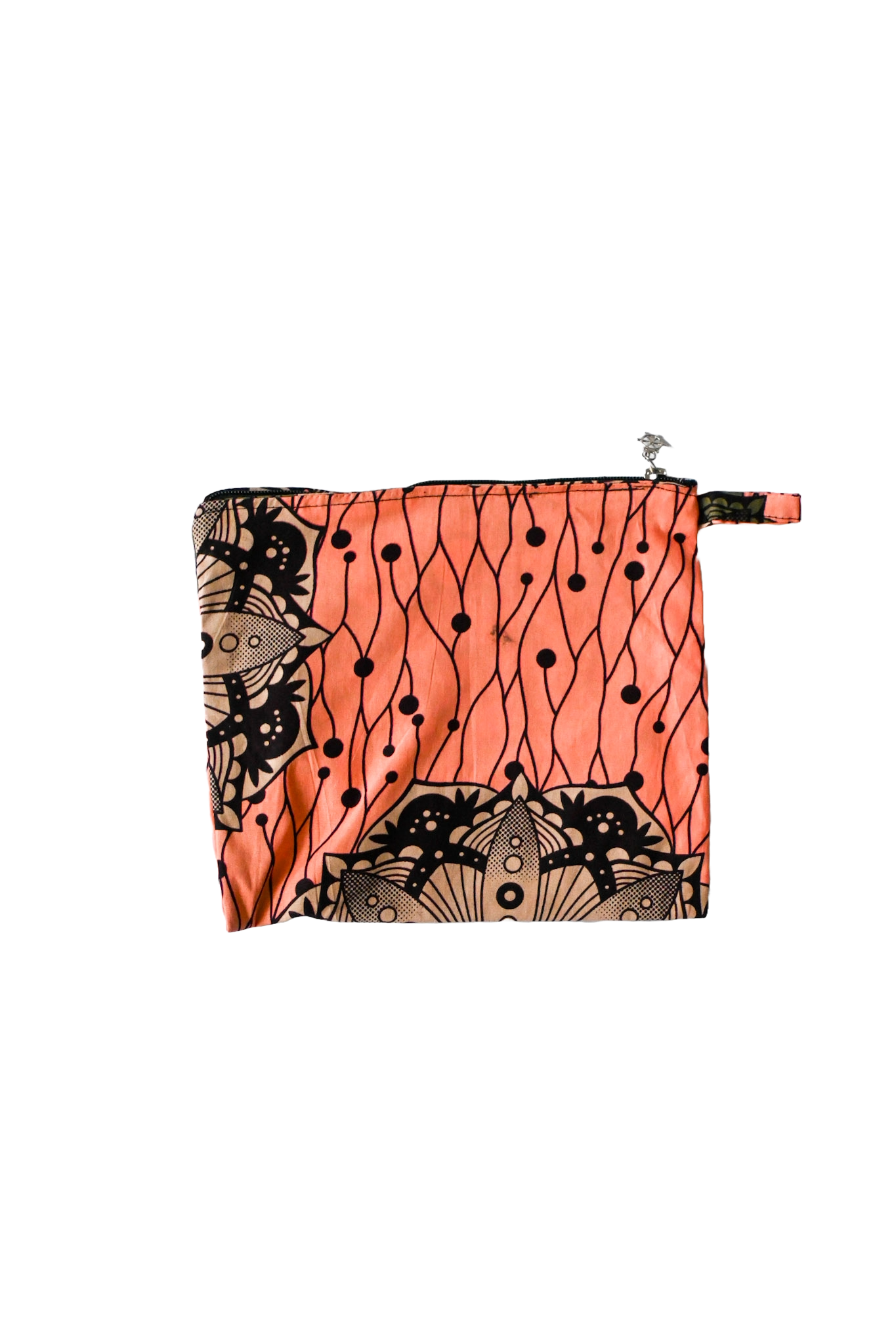 Small Wax Fabric Pouch - Pink - African Pattern - 15 x 9 cm